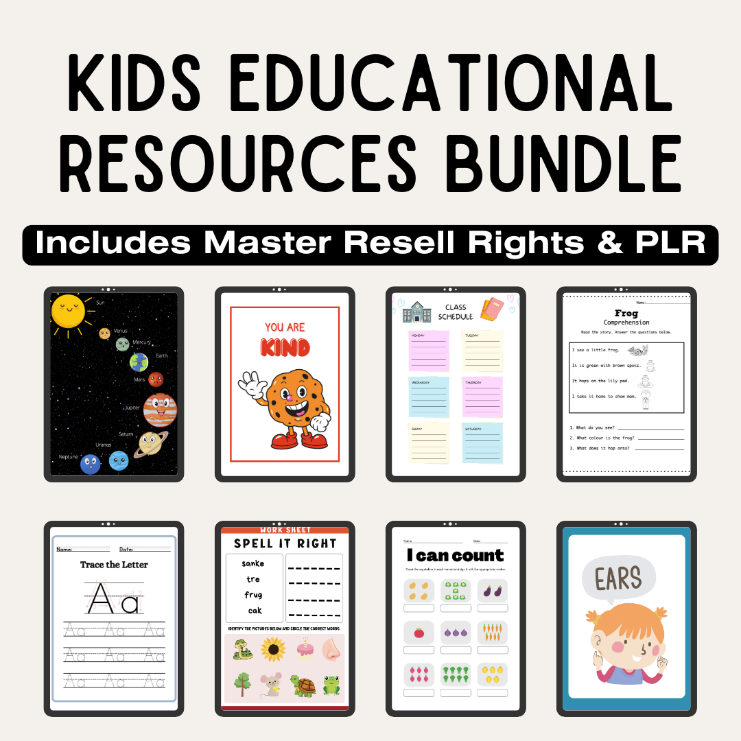 Kids Educational Resources Bundle With Resell Rights